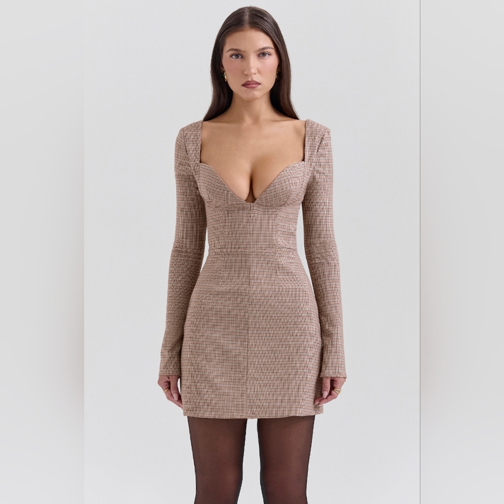 Brown Puppytooth House of CB 'Angelie'- Medium